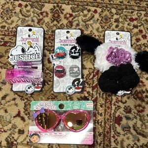 3 Justice Hair Accessories and 1 Gabby's Dollhouse Sunglasses Set